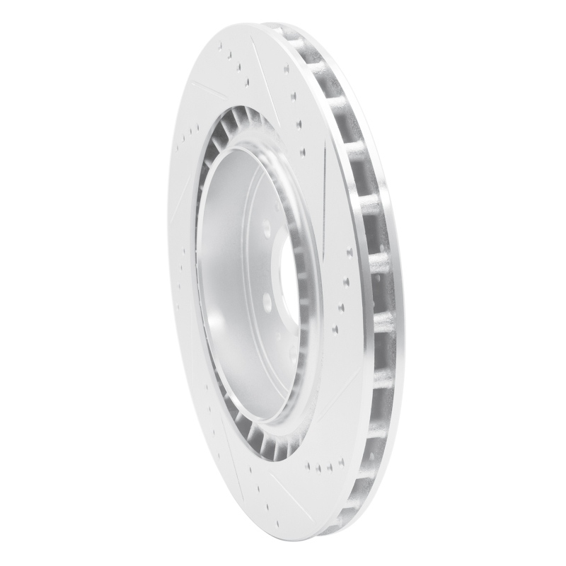 Cadillac CTS Brake Rotor (1) - Rear Left - R1 Concepts - Drilled & Slotted - Silver - `04-`11